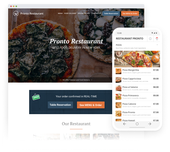 restaurant menu website - have your own restaurant website with built-in online menu and ordering
