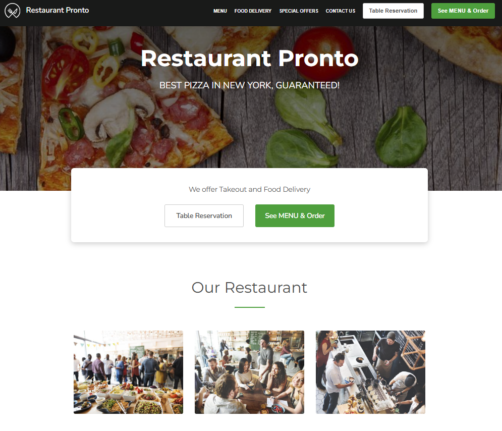 simple restaurant website design